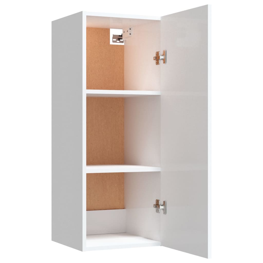 Armoire murale Blanc brillant 34,5x34x90 cm Bois d'ingénierie