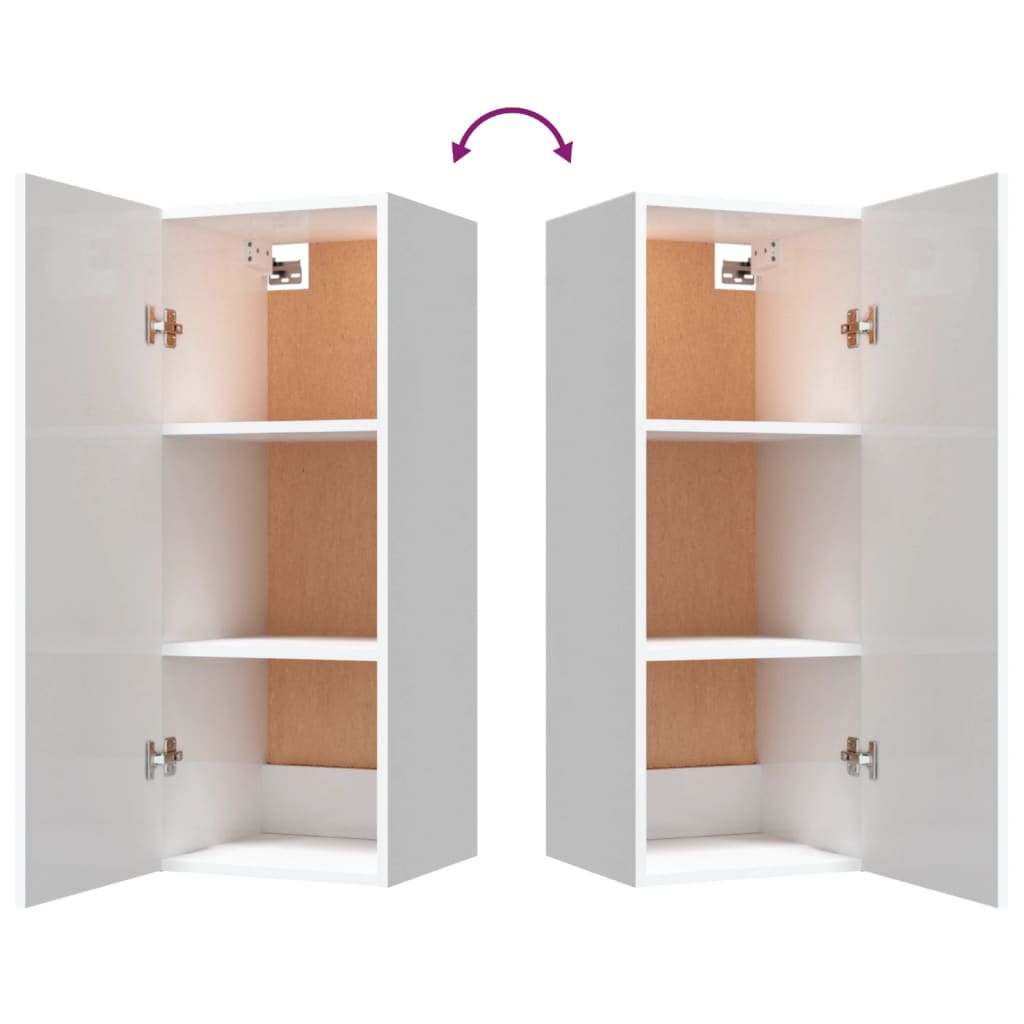 Armoire murale Blanc brillant 34,5x34x90 cm Bois d'ingénierie