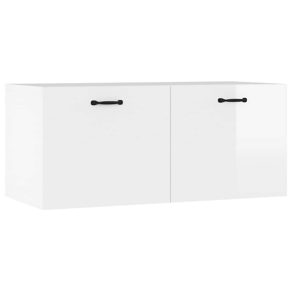 Armoire murale blanc brillant 80x36,5x35 cm bois d'ingénierie