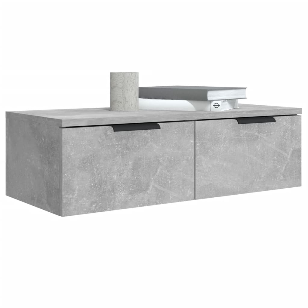Armoires murales 2 pcs Gris béton 68x30x20 cm Bois d'ingénierie
