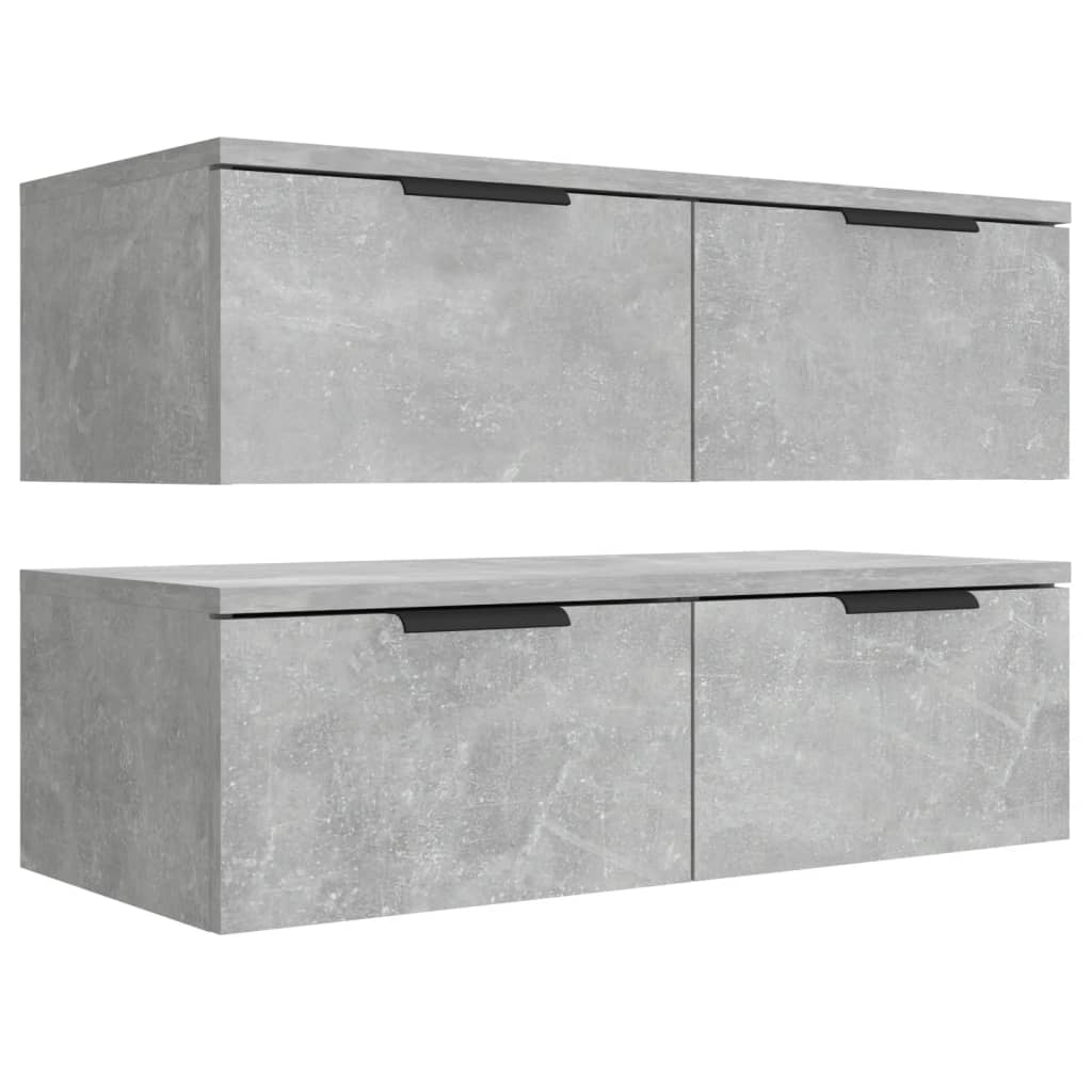 Armoires murales 2 pcs Gris béton 68x30x20 cm Bois d'ingénierie
