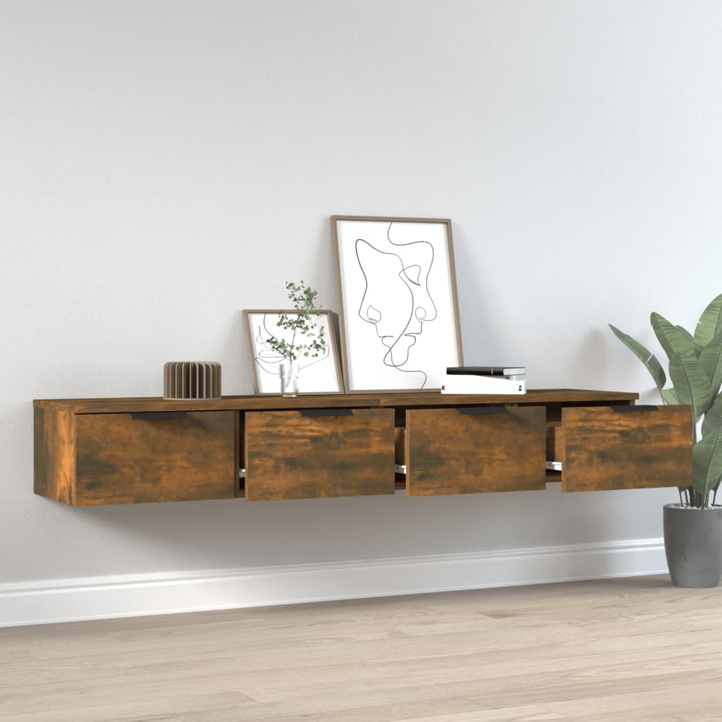 Armoires murales 2 pcs Chêne fumé 68x30x20 cm Bois d'ingénierie