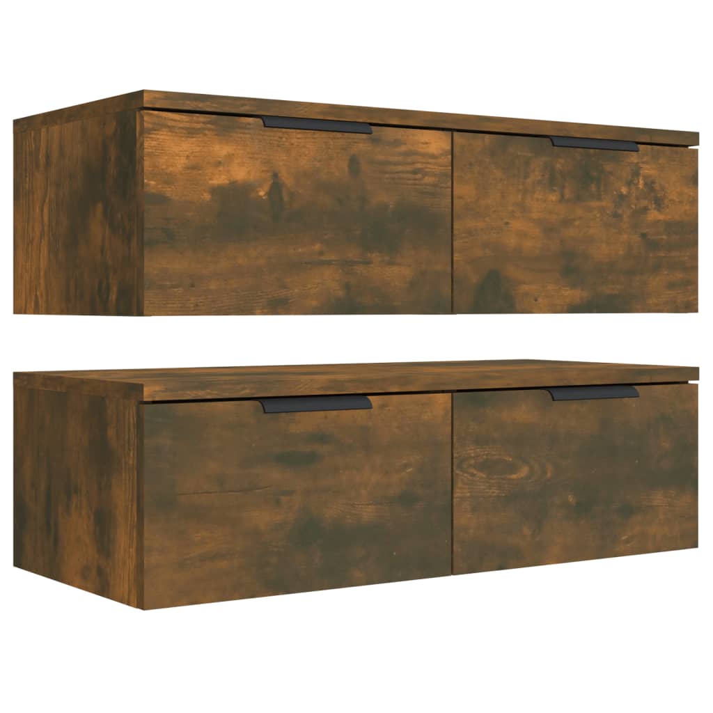 Armoires murales 2 pcs Chêne fumé 68x30x20 cm Bois d'ingénierie