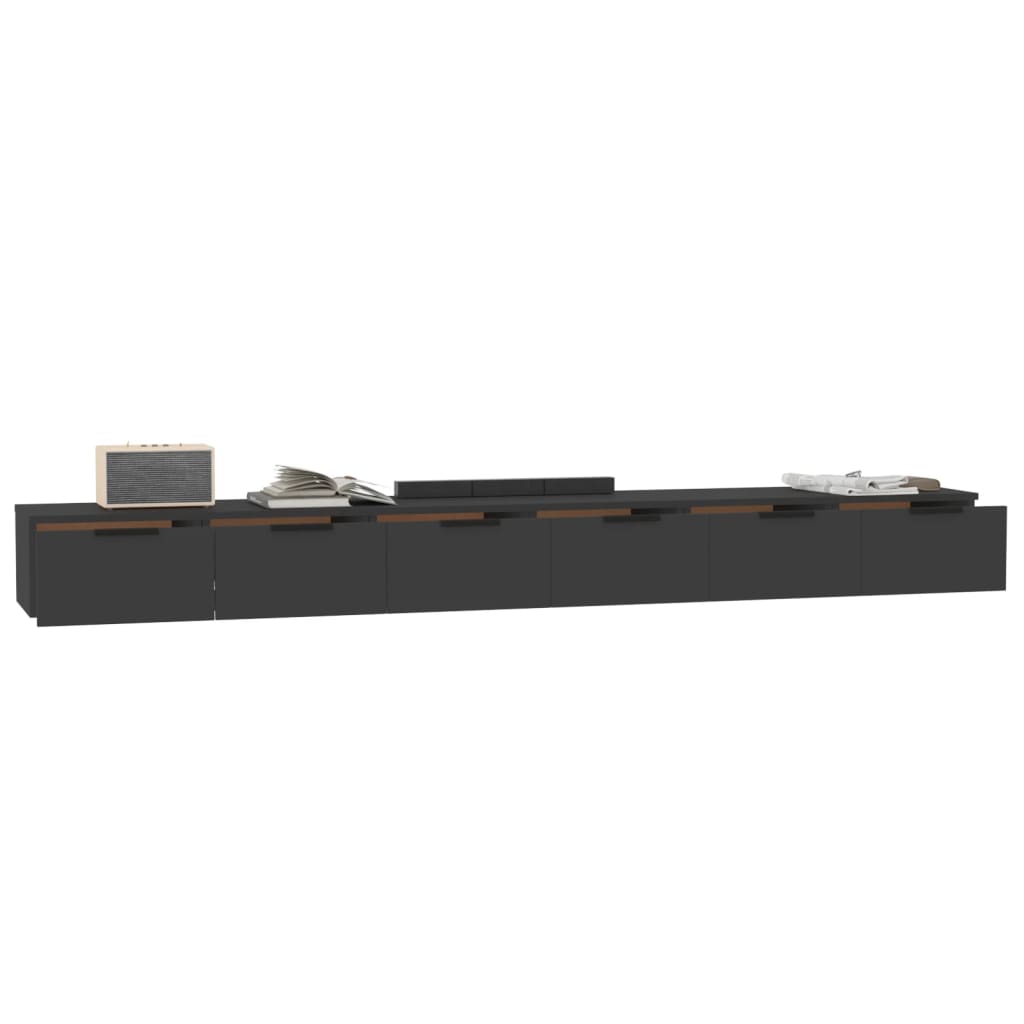 Armoires murales 2 pcs noir 102x30x20 cm bois d'ingénierie