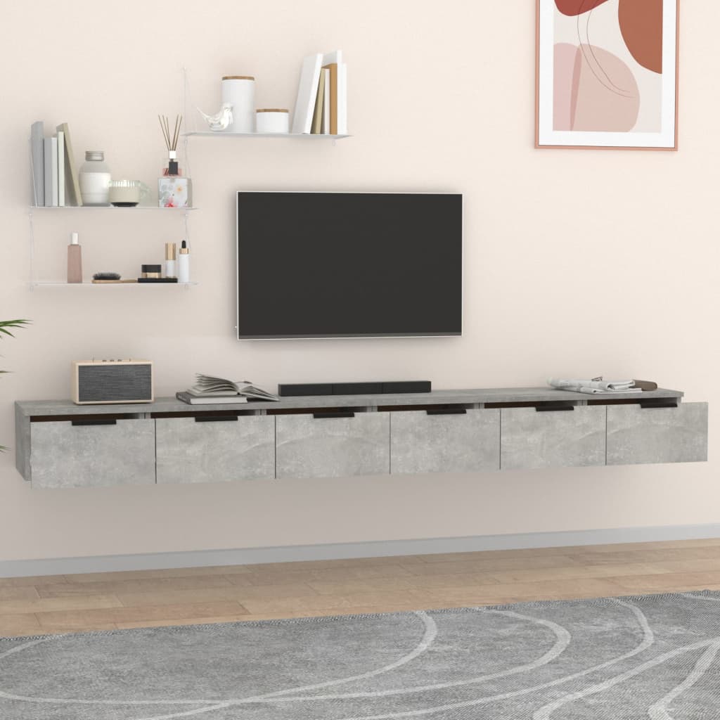 Armoires murales 2 pcs Gris béton 102x30x20cm Bois d'ingénierie