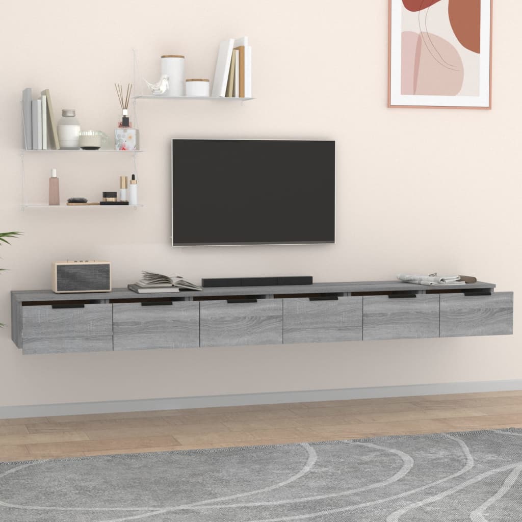 Armoires murales 2pcs Sonoma gris 102x30x20cm Bois d'ingénierie