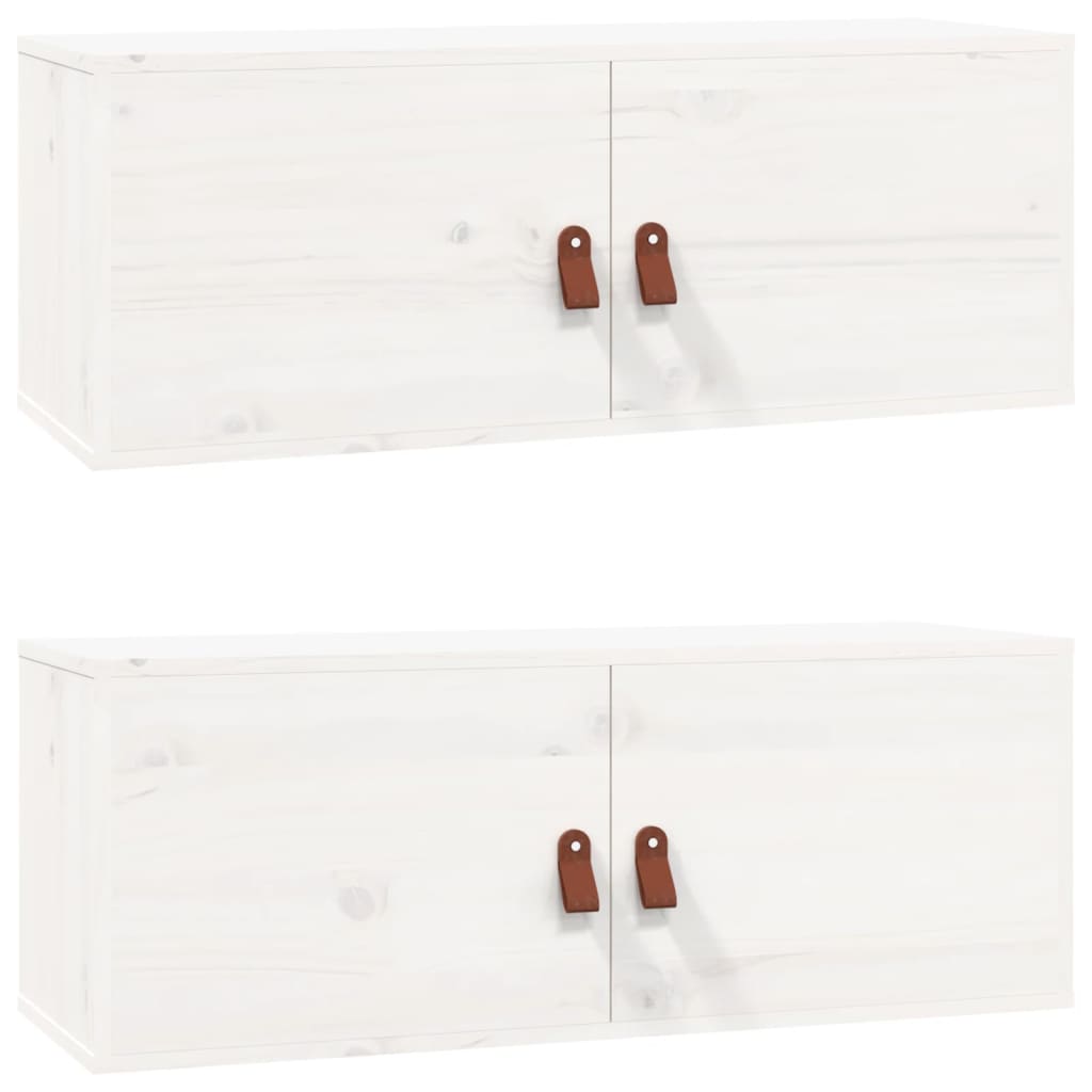 Armoires murales 2 pcs Blanc 80x30x30 cm Bois de pin massif