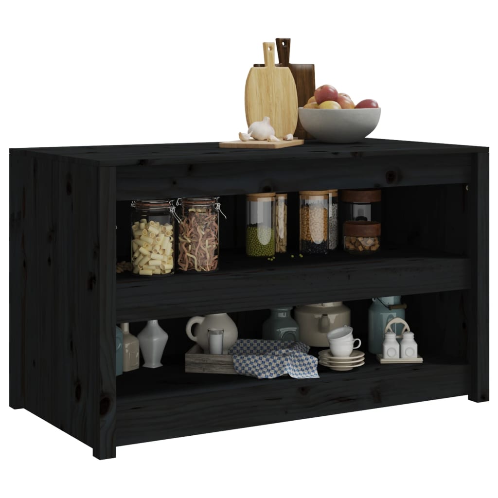 Mueble de cocina exterior negro 106x55x64cm madera maciza de pino