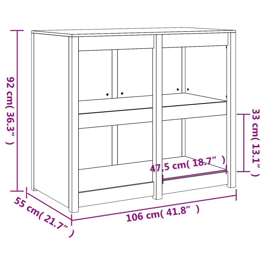 Mueble de cocina exterior 106x55x92 cm madera maciza de pino