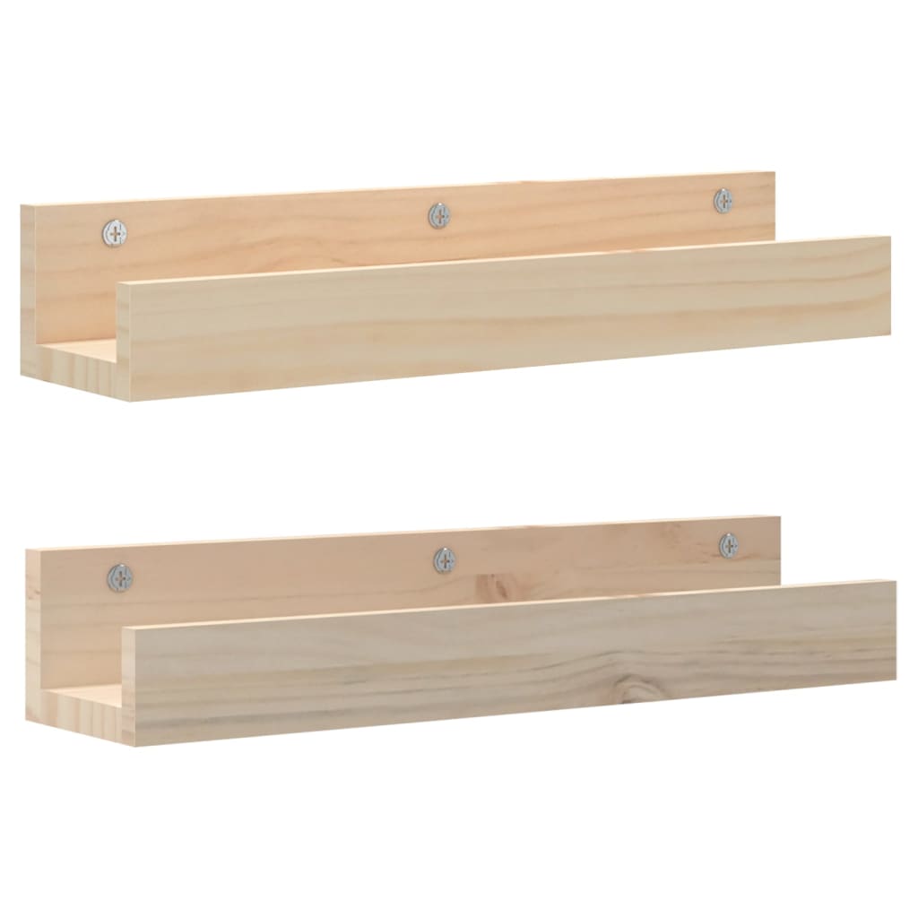 Étagères murales 2 pcs 50x12x9 cm Bois de pin massif