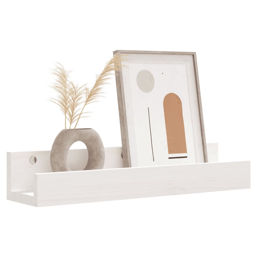 Étagères murales 2 pcs Blanc 50x12x9 cm Bois de pin massif