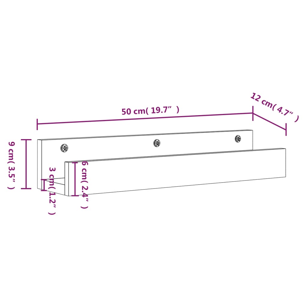 Étagères murales 2 pcs Blanc 50x12x9 cm Bois de pin massif