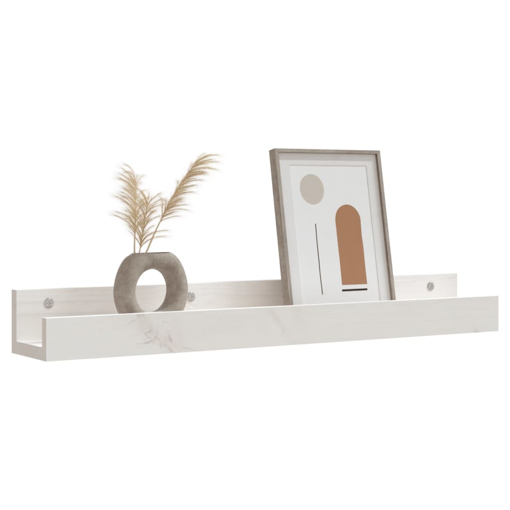 Étagères murales 2 pcs Blanc 80x12x9 cm Bois de pin massif
