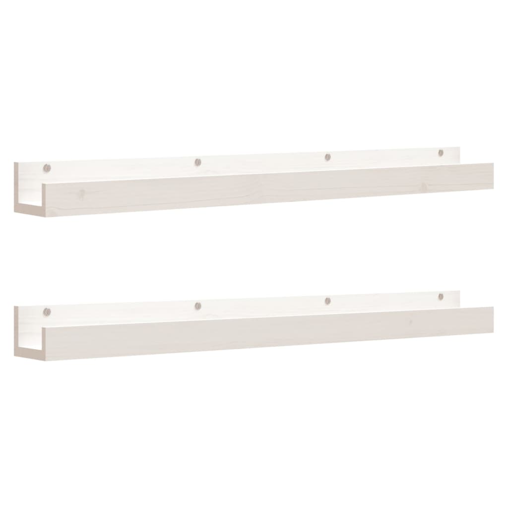 Étagères murales 2 pcs Blanc 110x12x9 cm Bois de pin massif