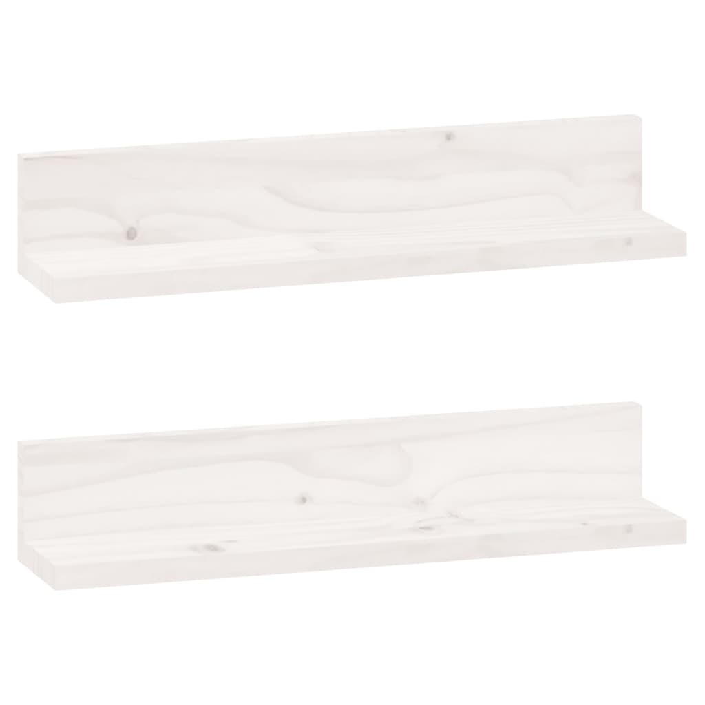 Étagères murales 2 pcs Blanc 50x11x9 cm Bois de pin massif