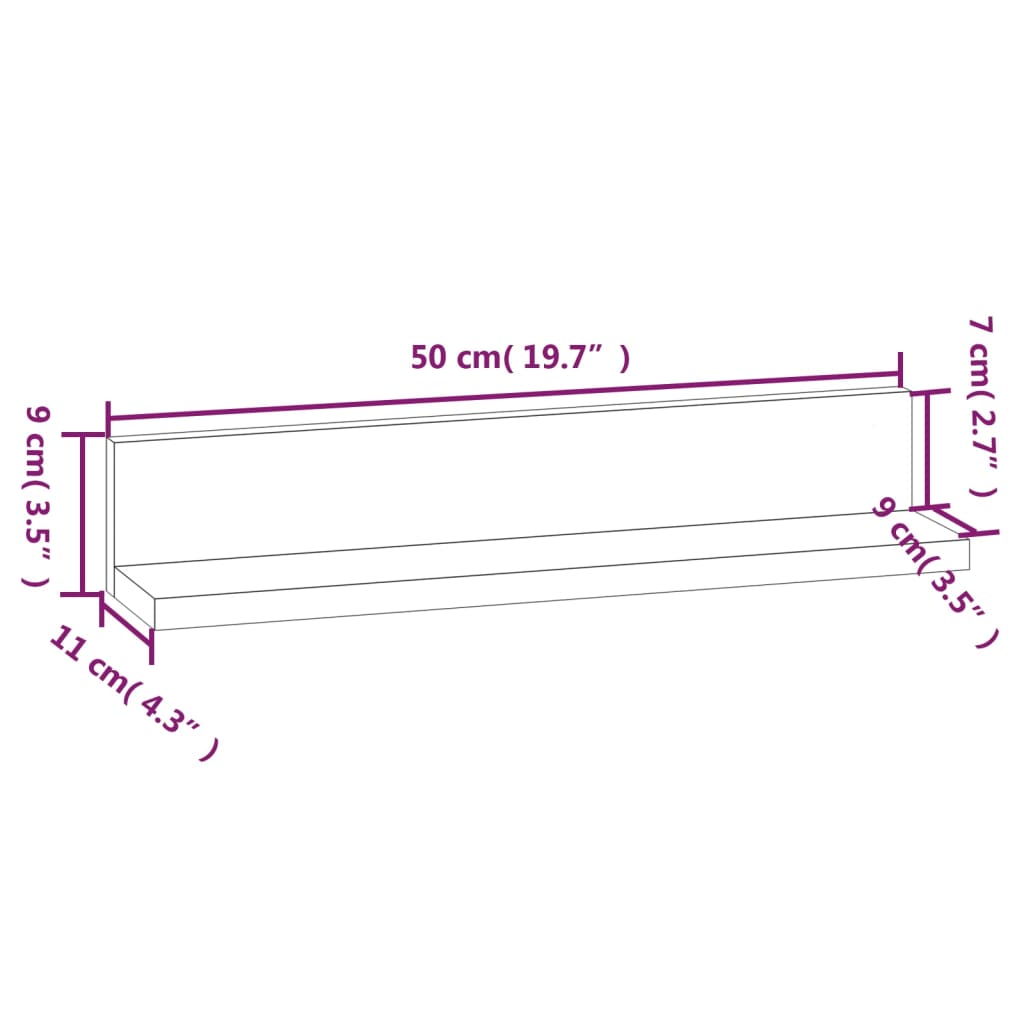 Étagères murales 2 pcs Blanc 50x11x9 cm Bois de pin massif
