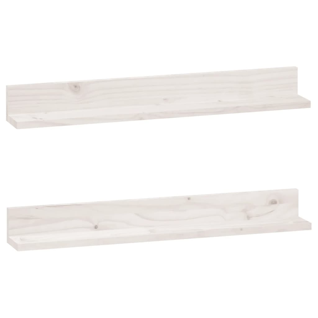 Étagères murales 2 pcs Blanc 80x11x9 cm Bois de pin massif