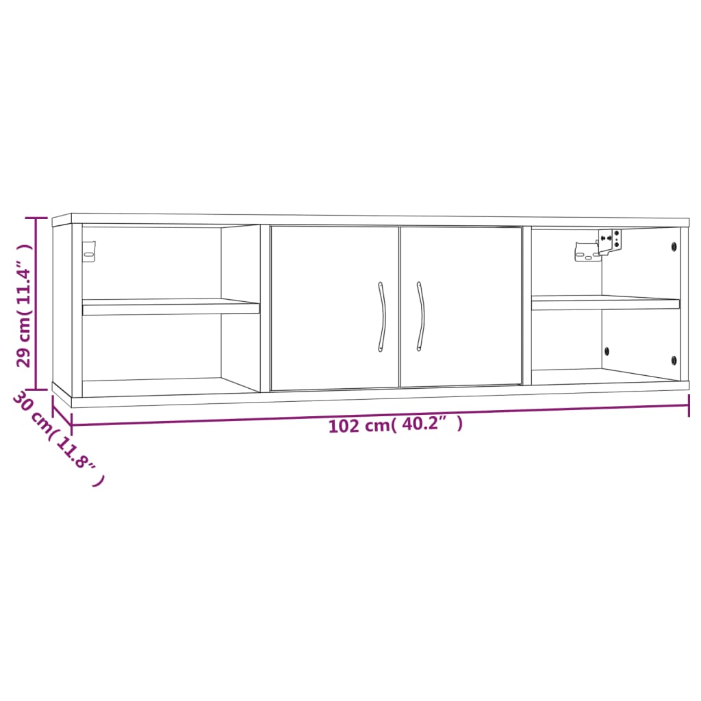 Étagère murale Sonoma gris 102x30x29 cm Bois ingénierie