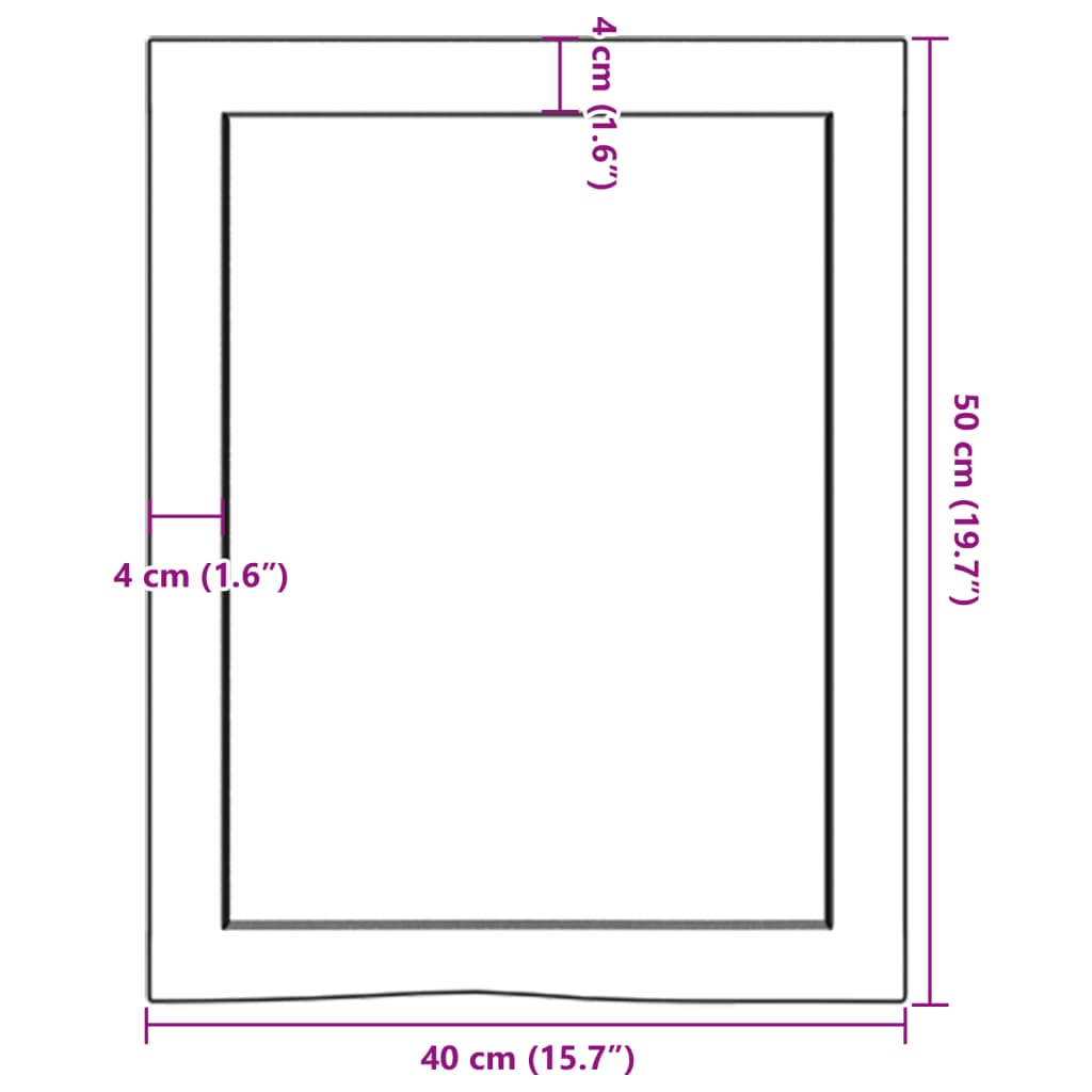 Étagère murale 40x50x(2-4)cm bois de chêne massif non traité
