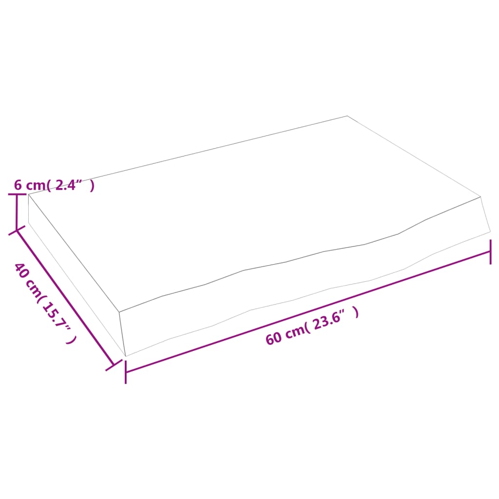 Étagère murale 60x40x(2-6) cm bois de chêne massif non traité