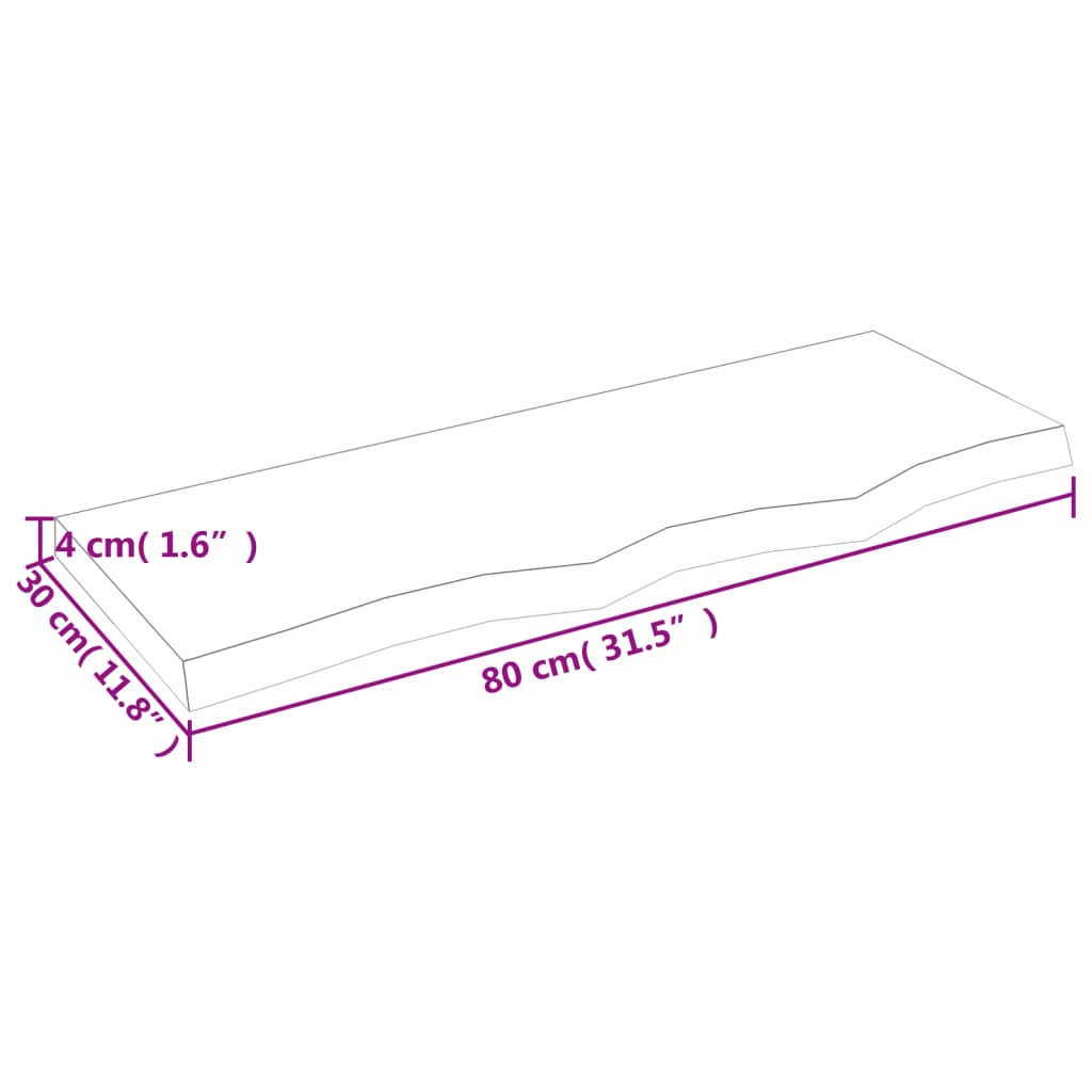 Étagère murale 80x30x(2-4) cm bois de chêne massif non traité