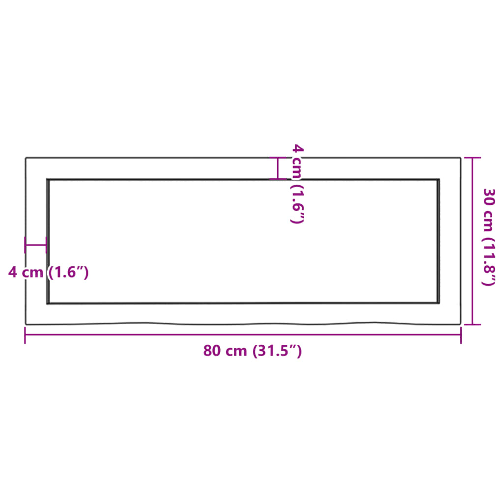 Étagère murale 80x30x(2-4) cm bois de chêne massif non traité