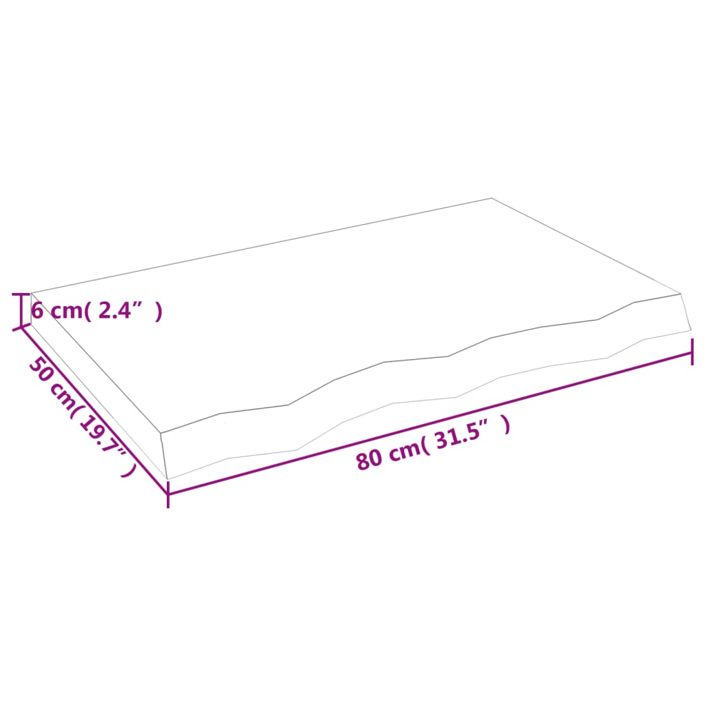 Étagère murale 80x50x(2-6) cm bois de chêne massif non traité