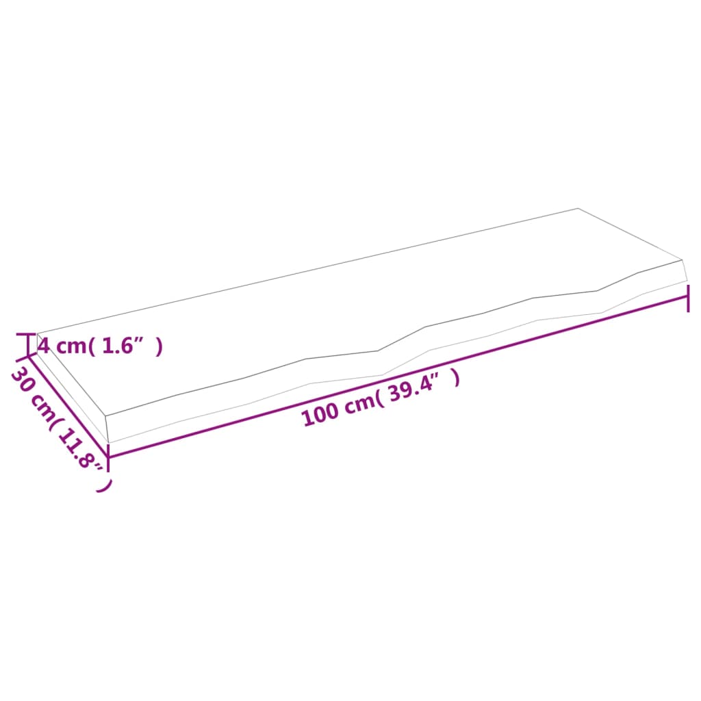 Étagère murale 100x30x(2-4) cm bois de chêne massif non traité