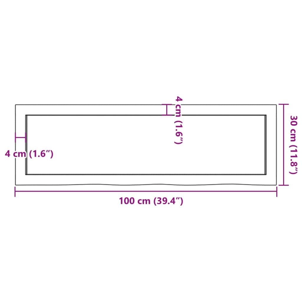 Étagère murale 100x30x(2-4) cm bois de chêne massif non traité