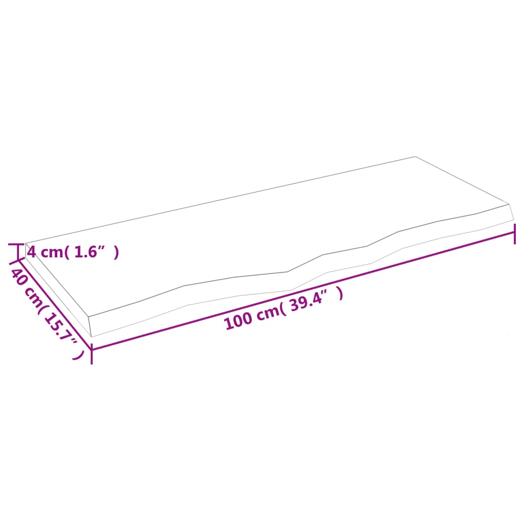 Étagère murale 100x40x(2-4) cm bois de chêne massif non traité