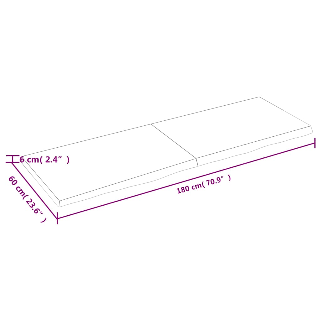 Étagère murale 180x60x(2-6) cm bois de chêne massif non traité