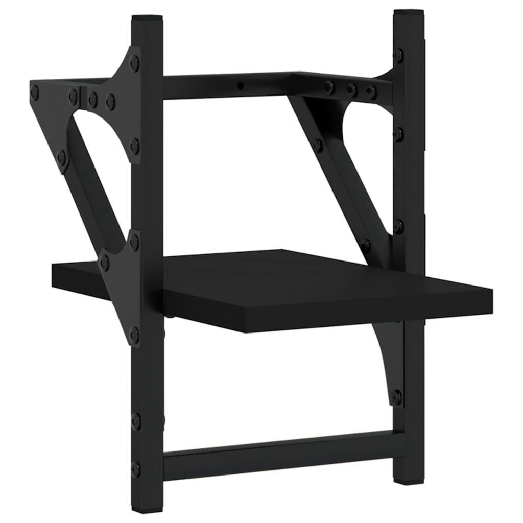 Étagères murales avec barres 2 pcs noir 20x25x30 cm