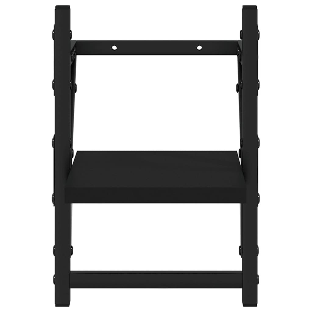 Étagères murales avec barres 2 pcs noir 20x25x30 cm
