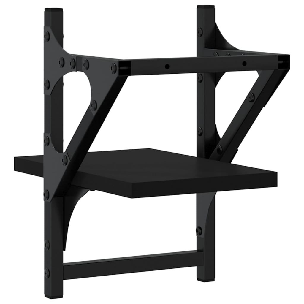 Étagères murales avec barres 2 pcs noir 20x25x30 cm