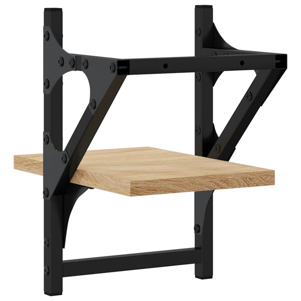 Étagères murales avec barres 2 pcs chêne sonoma 20x25x30 cm