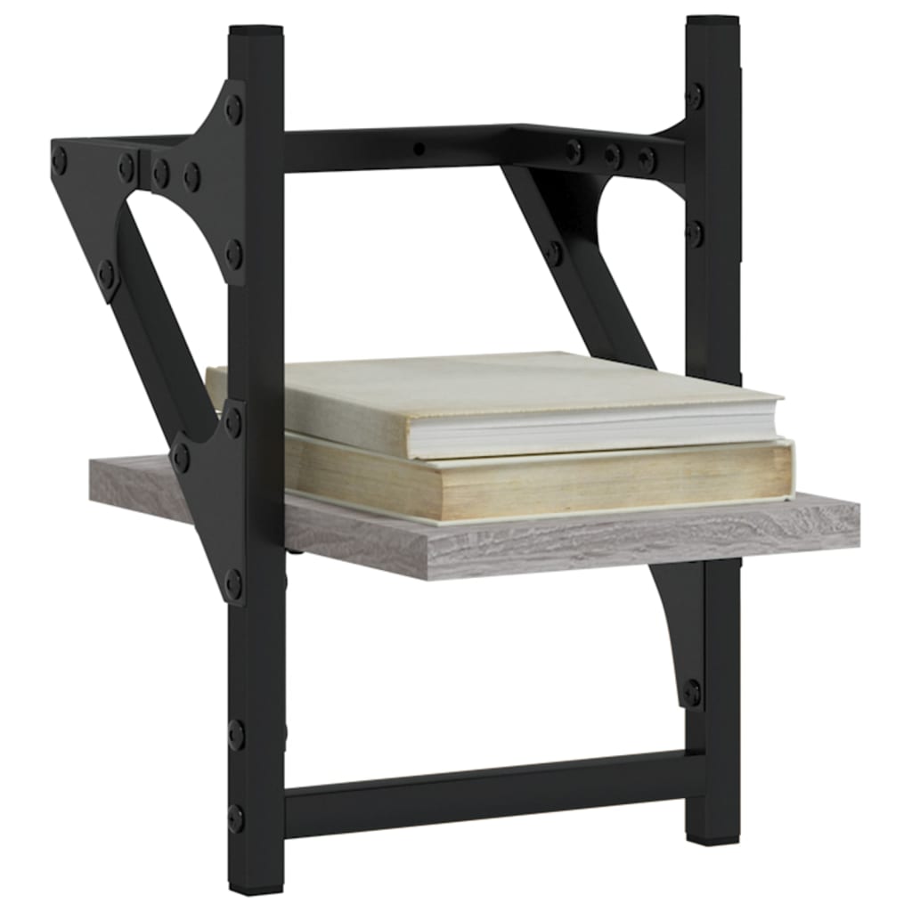 Étagères murales avec barres 2 pcs sonoma gris 20x25x30 cm