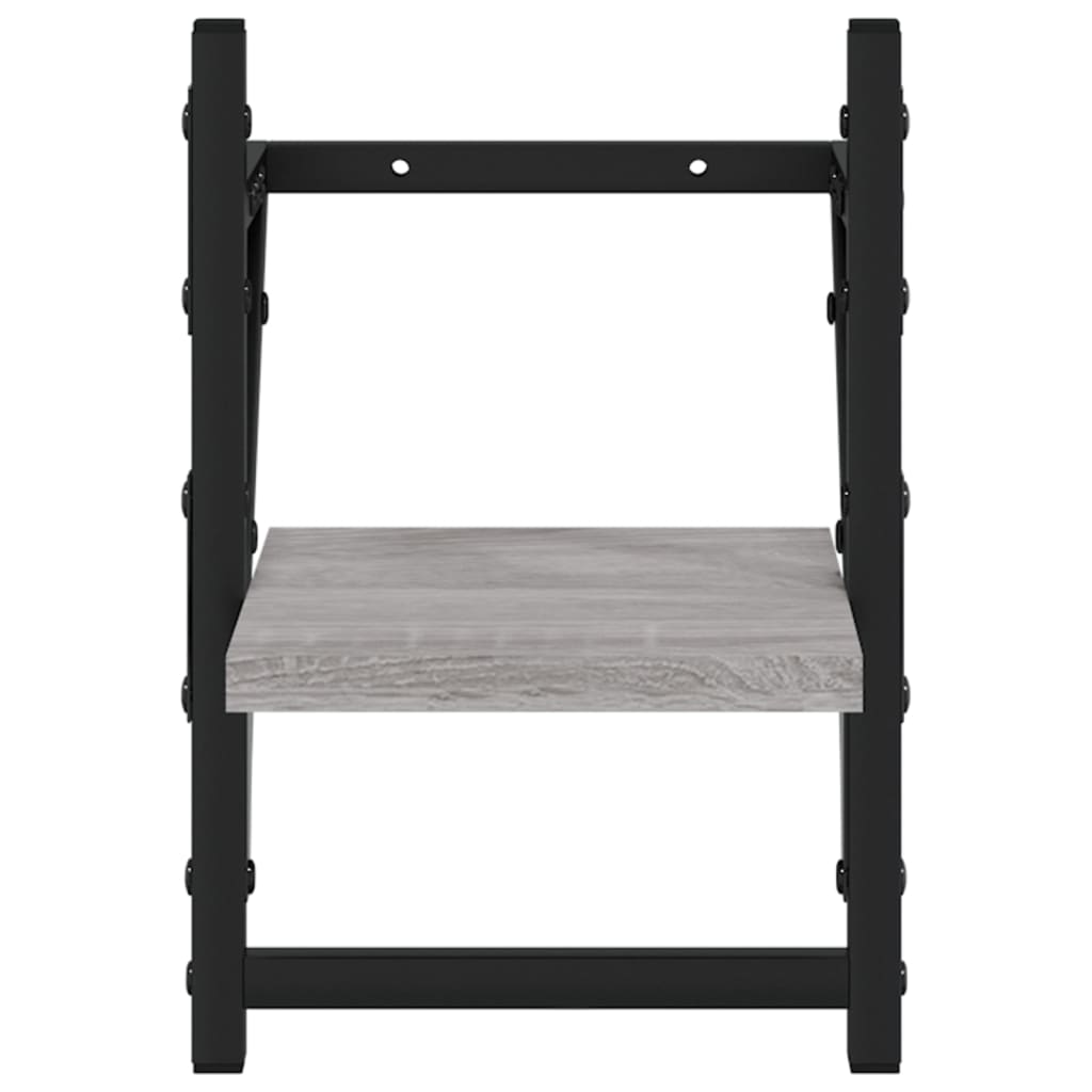 Étagères murales avec barres 2 pcs sonoma gris 20x25x30 cm