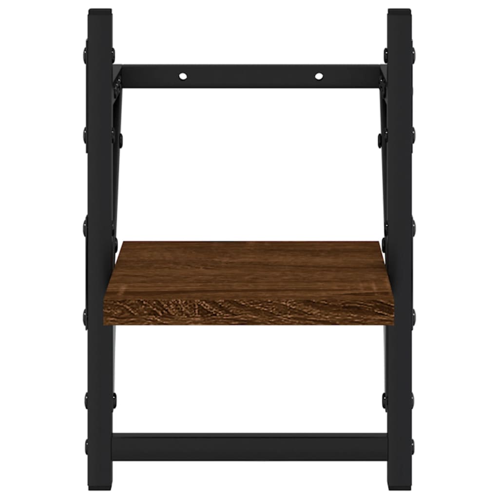 Étagères murales avec barres 2 pcs chêne marron 20x25x30 cm