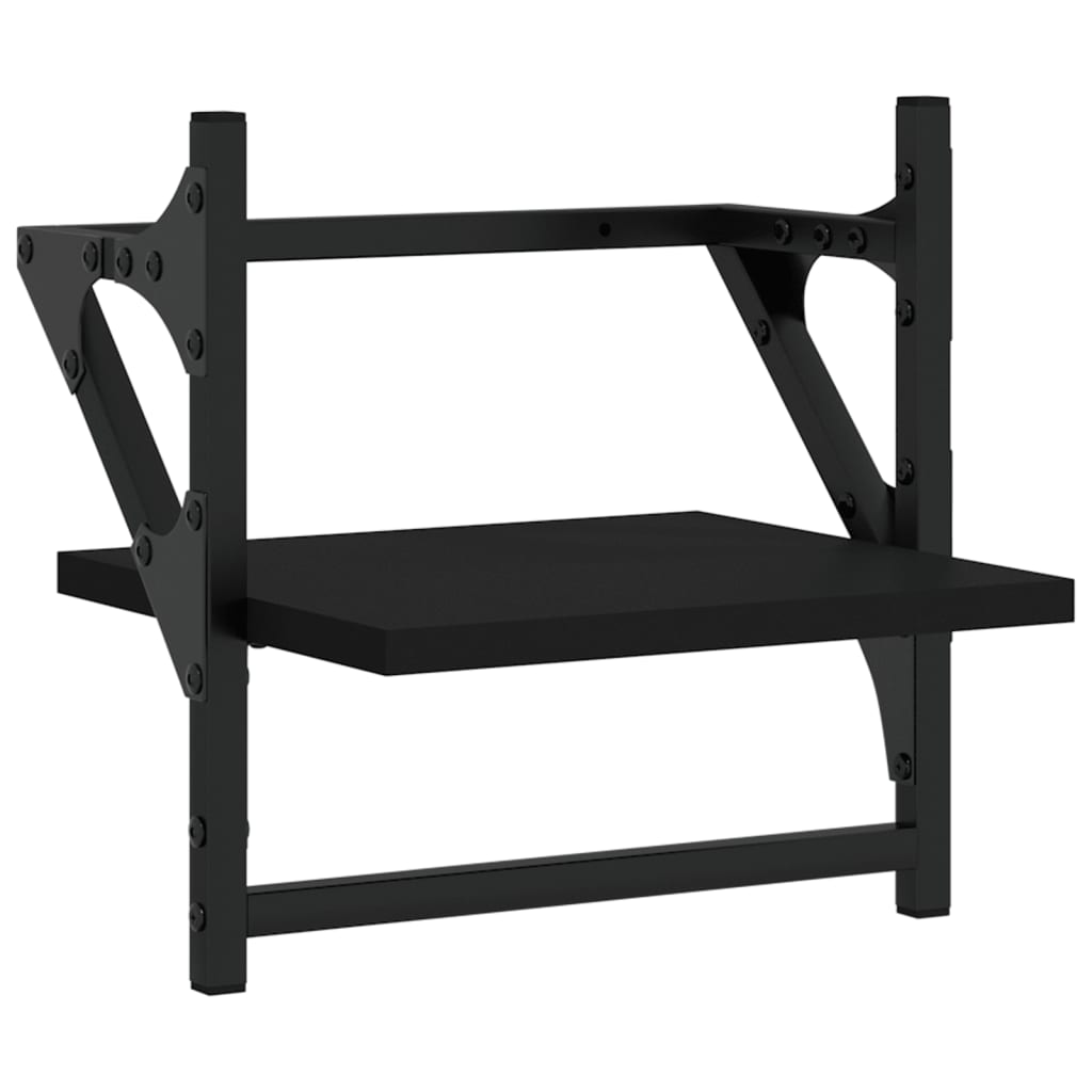 Étagères murales avec barres 2 pcs noir 30x25x30 cm