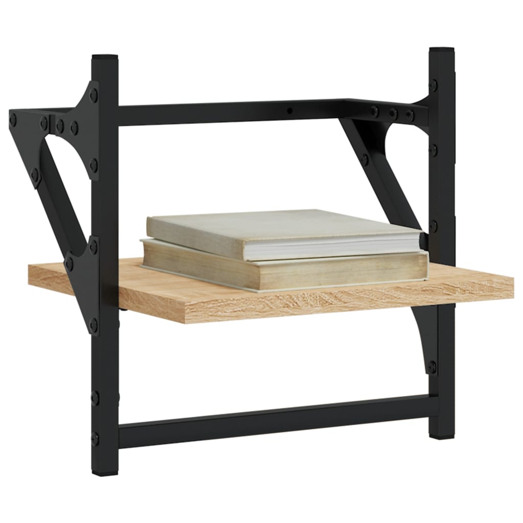 Étagères murales avec barres 2 pcs chêne sonoma 30x25x30 cm