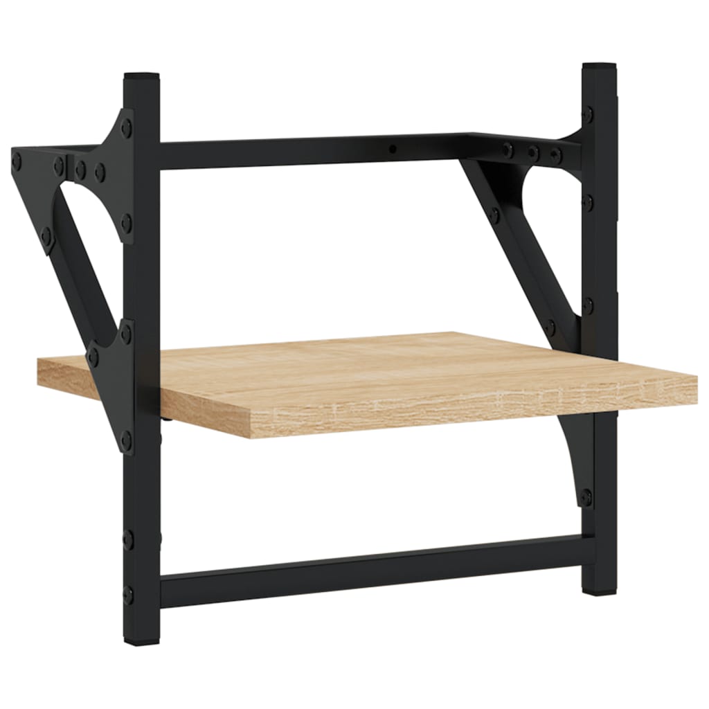 Étagères murales avec barres 2 pcs chêne sonoma 30x25x30 cm