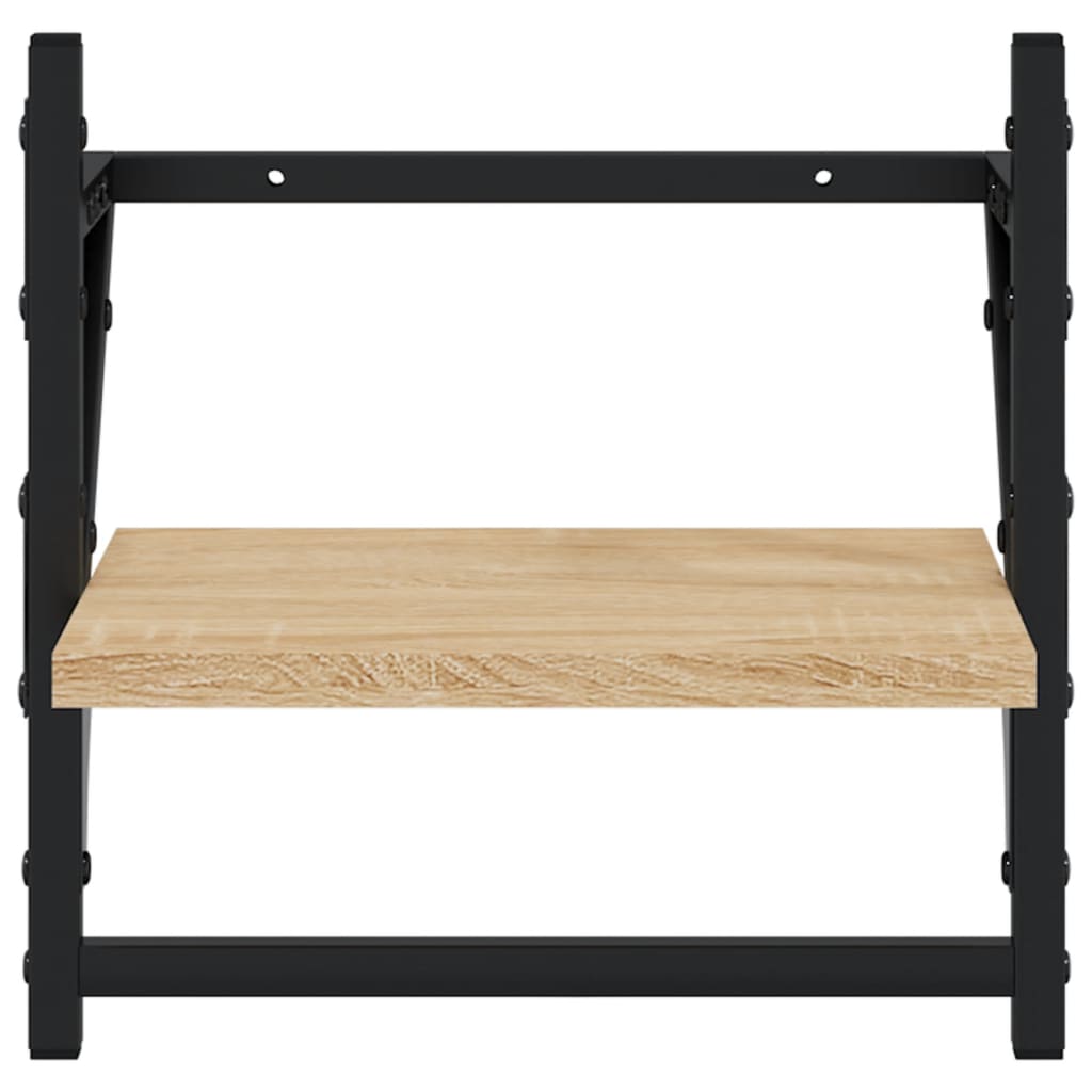 Étagères murales avec barres 2 pcs chêne sonoma 30x25x30 cm