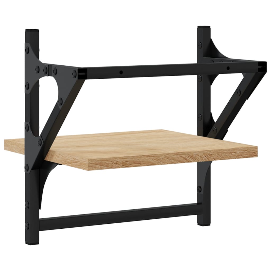 Étagères murales avec barres 2 pcs chêne sonoma 30x25x30 cm