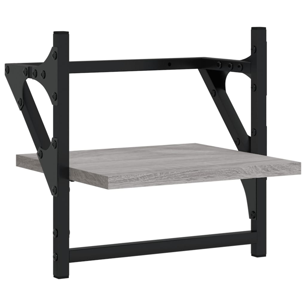 Étagères murales avec barres 2 pcs sonoma gris 30x25x30 cm