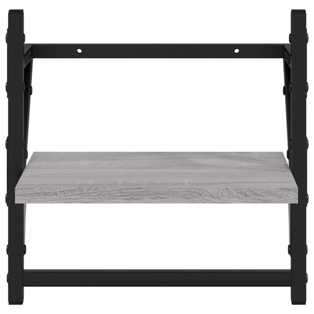 Étagères murales avec barres 2 pcs sonoma gris 30x25x30 cm