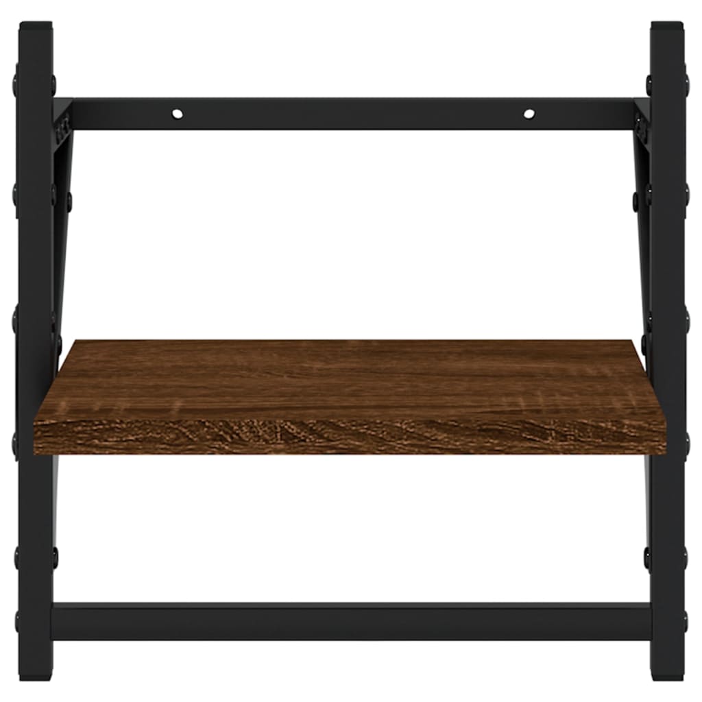 Étagères murales avec barres 2 pcs chêne marron 30x25x30 cm
