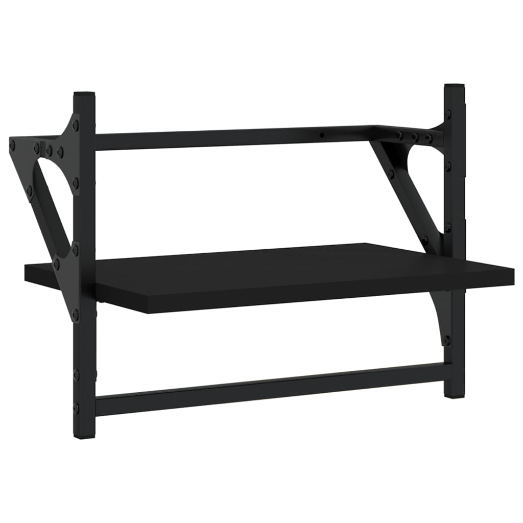 Étagères murales avec barres 2 pcs noir 40x25x30 cm