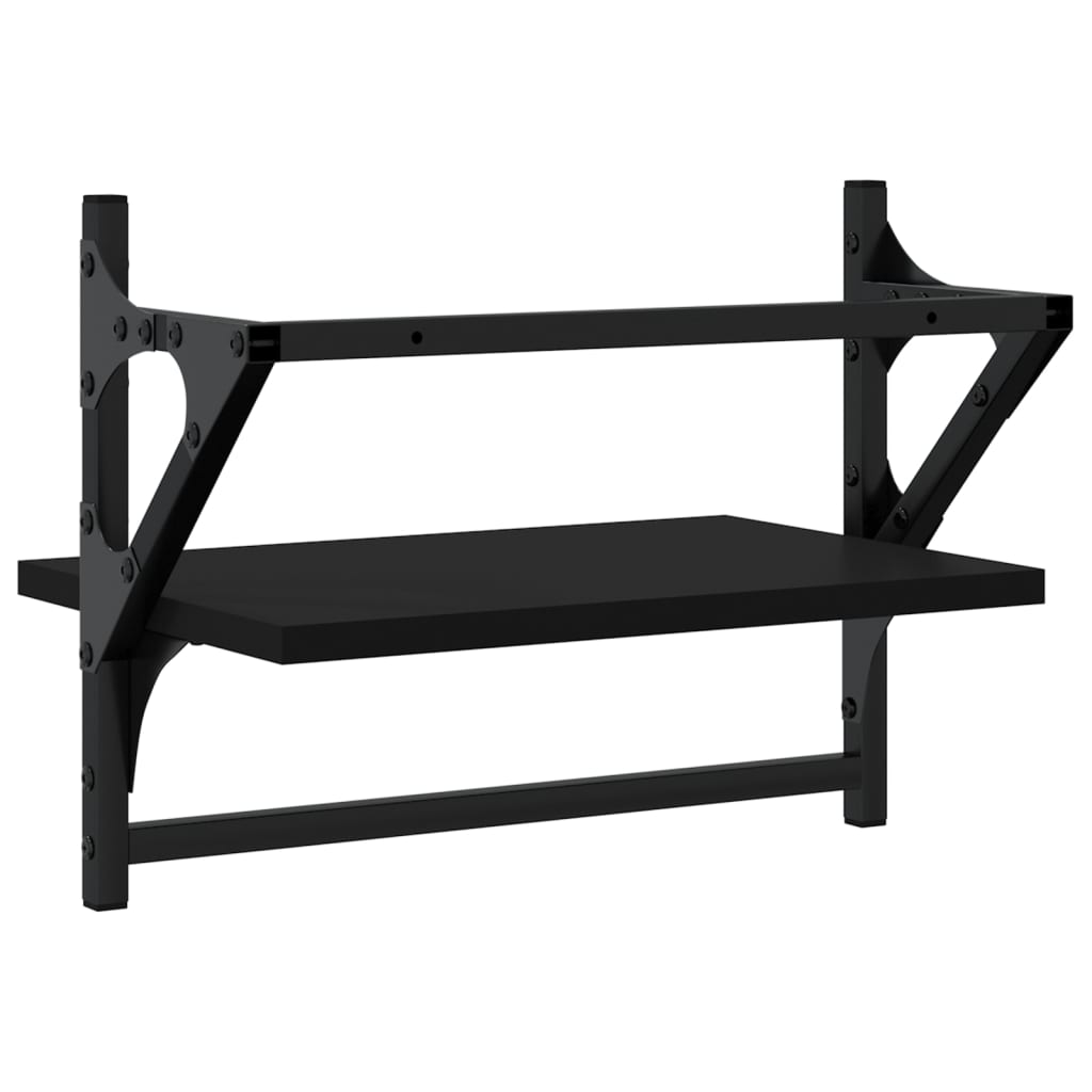 Étagères murales avec barres 2 pcs noir 40x25x30 cm