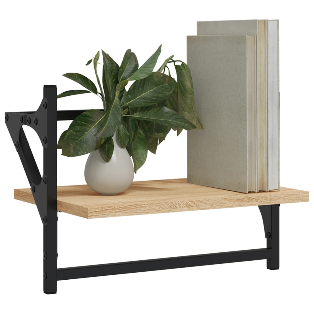Étagères murales avec barres 2 pcs chêne sonoma 40x25x30 cm