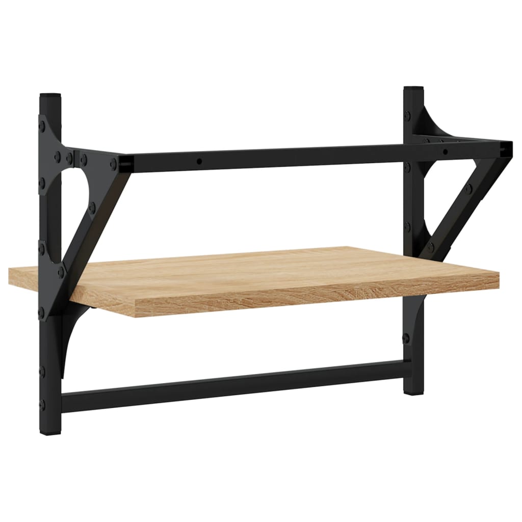 Étagères murales avec barres 2 pcs chêne sonoma 40x25x30 cm